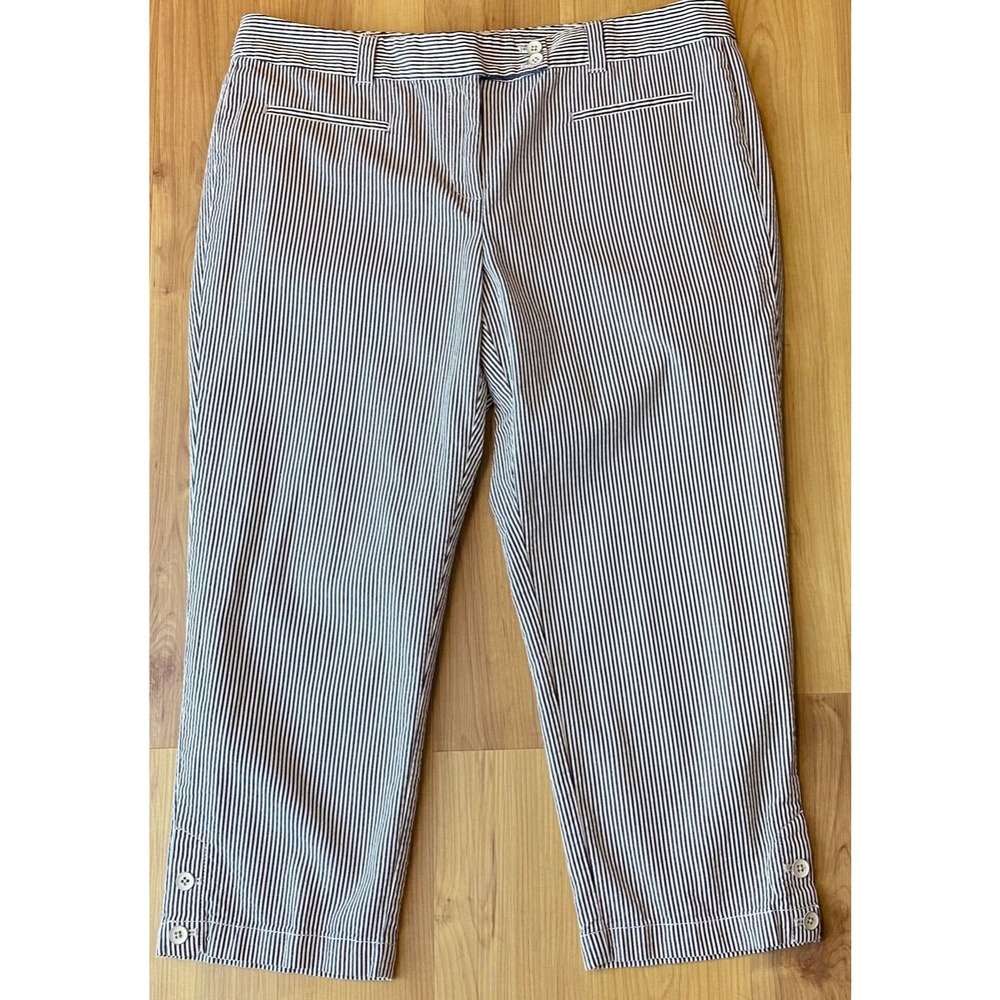 Ann Taylor LOFT Women's Size 12 Original Crop Striped Pants 100% Cotton , 549